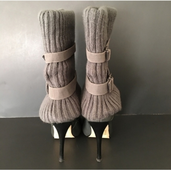 Bakers "Cashmere" Fold Over Sweater Top Mid Calf Platform Boots Gray 7.5 Buckle - Picture 3 of 9